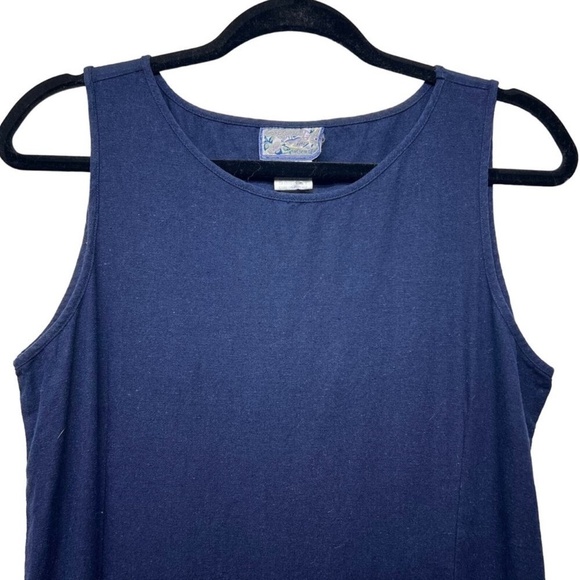 April Cornell Linen Blend Sleeveless Navy Blue Womens Maxi Denim Dress Sz Small - Picture 3 of 9